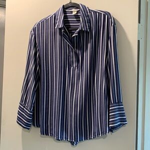 H&M preppy blue striped blouse S